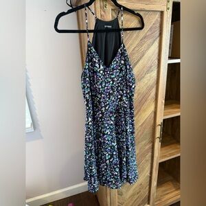 Express Black Velvet-Look Slip Dress